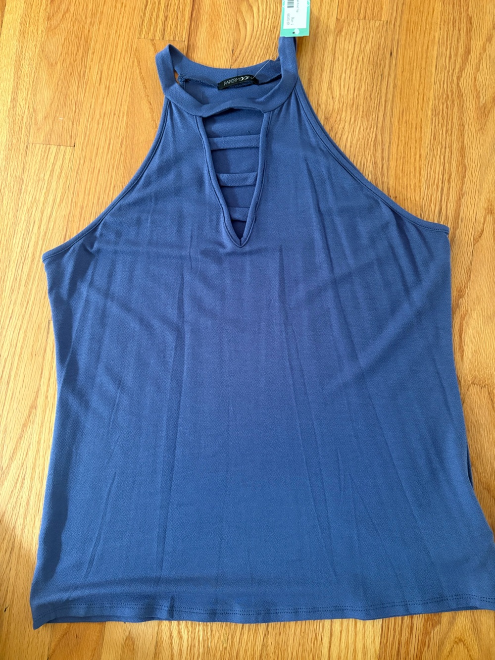 Papermoon Bane Bar Detail Knit Top Blue Size Large NWT Stitch Fix